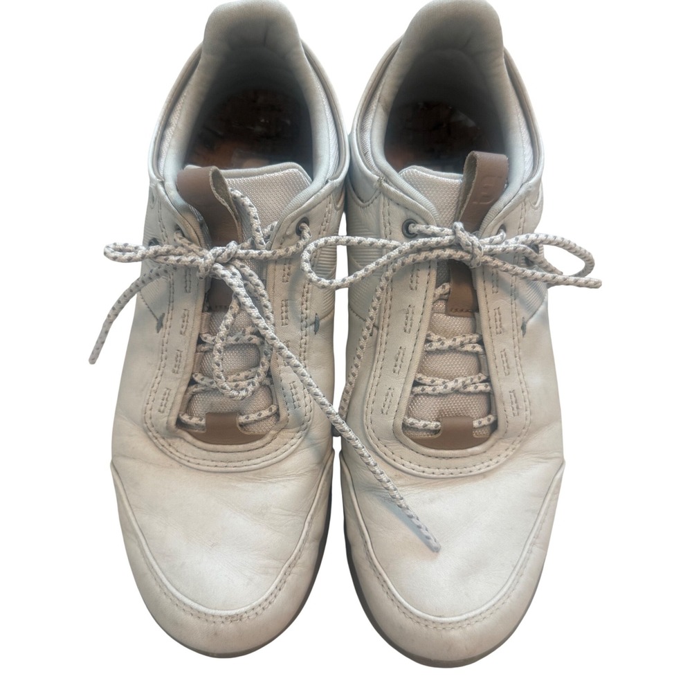 FootJoy Stratofoam Womens Spikeless Golf Shoes Cream/Grey Leather Sneakers 7M‎